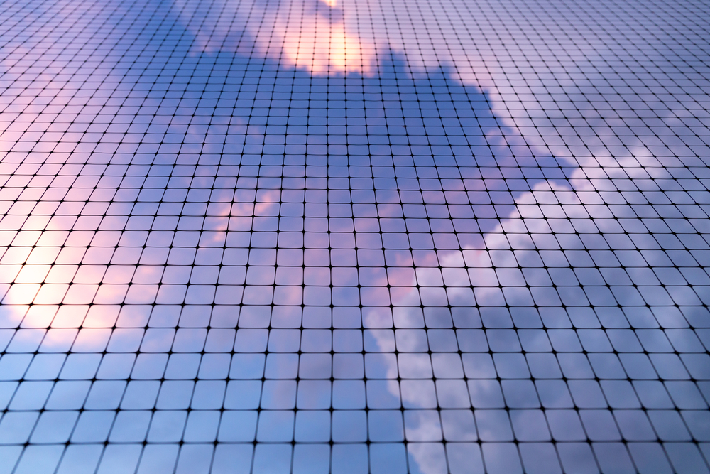 Background texture of bird net with cloud and sky